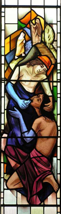 Stained glass depicting